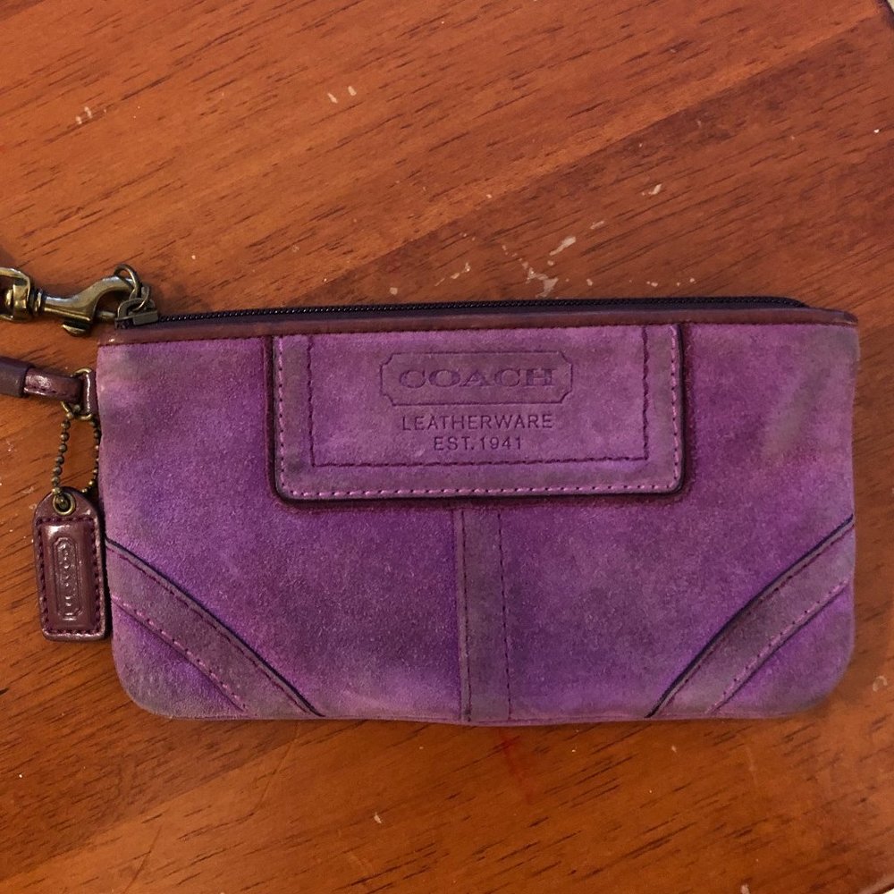 Coach Purple Suede Wristlet